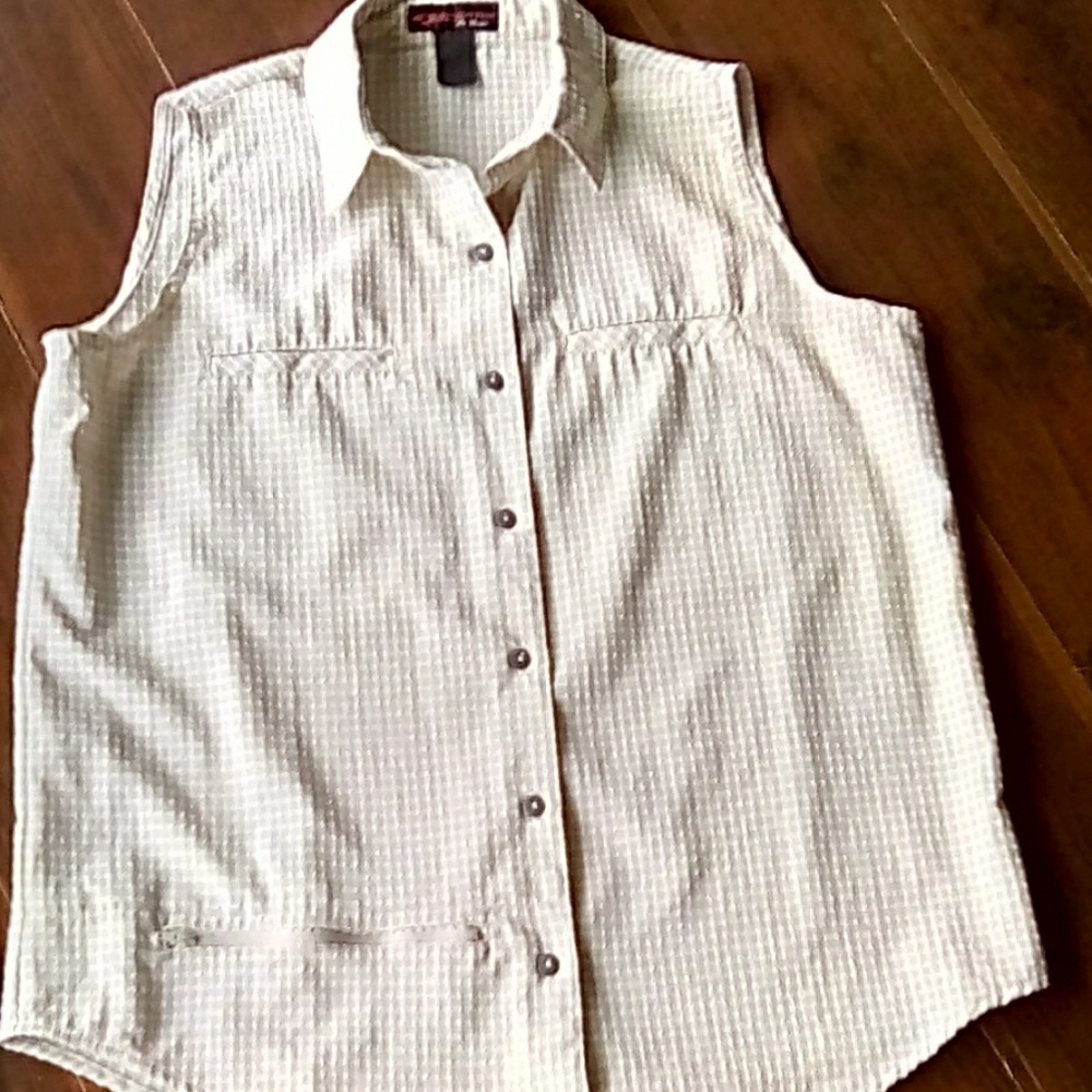 Sleeveless Casual Button Down Shirt by SPORTIF USA
